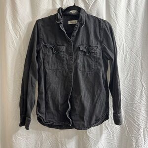 Madewell Black Washed Denim Button Up. Size M.